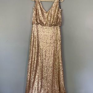 Full length gold sequin gown